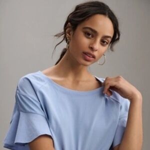 Anthropologie By Anthropologie Flutter-Sleeve Tee